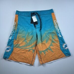 Miami Dolphins Board Shorts Swim Trunks NFL Team Apparel Athletic Men's 36 Beach